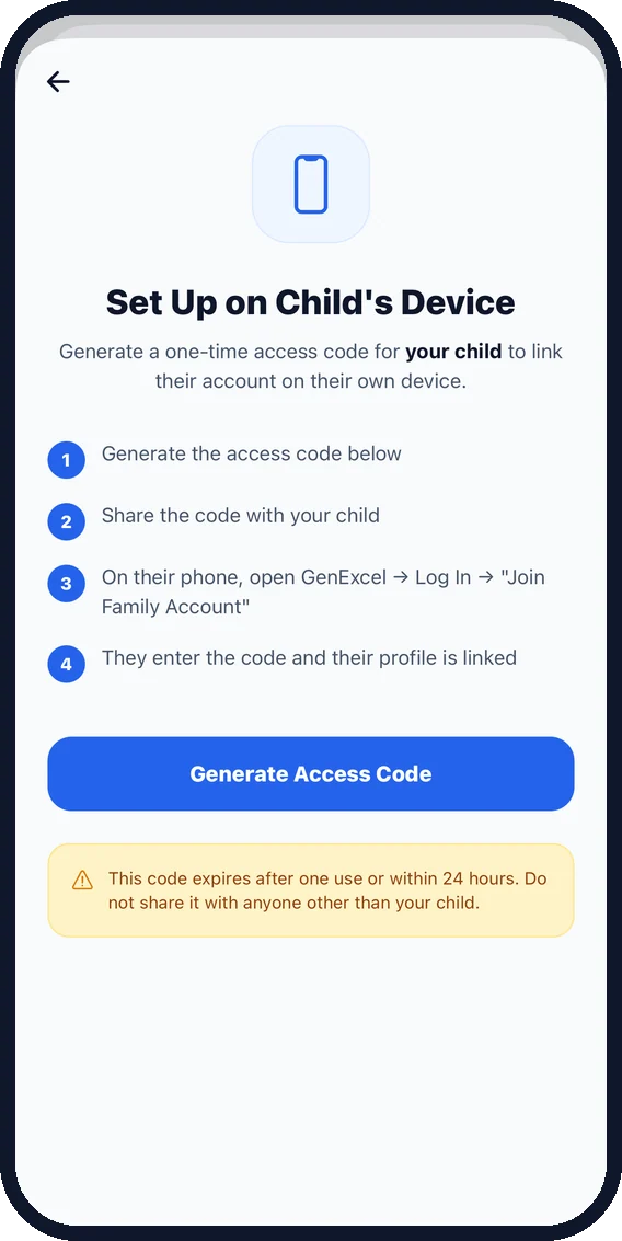 Set up on a child’s own device