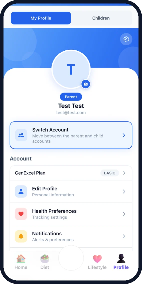 Parent profile and account switching