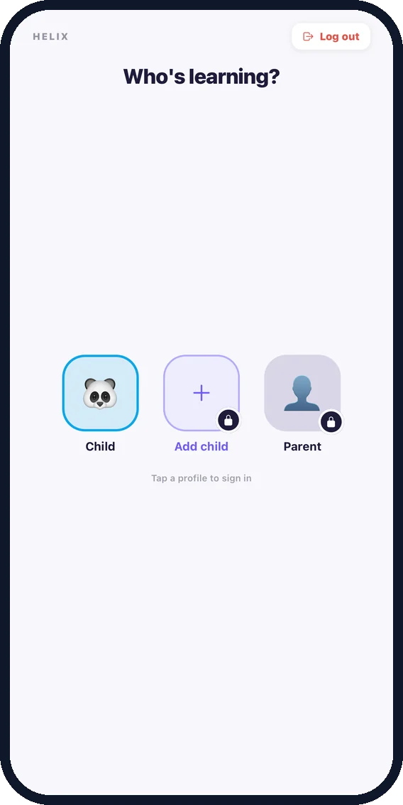 “Who is learning?” family profile chooser