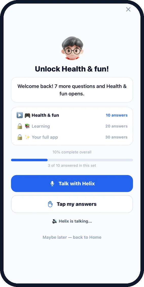Progressive unlock through the learning profile